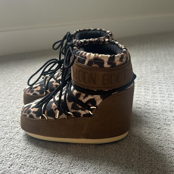 Leopard low-felt Moon boots - Picture 2 of 4